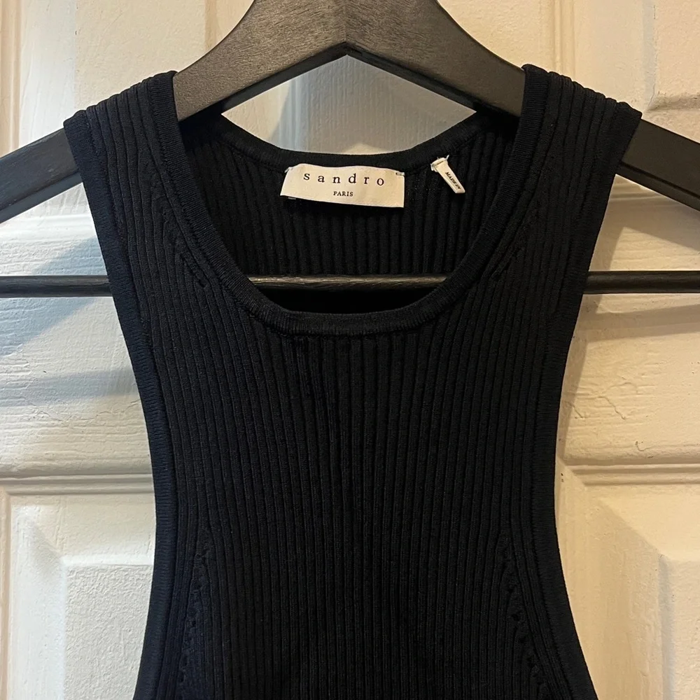 Sandro Black Ribbed Tank Top - Picture 2 of 5